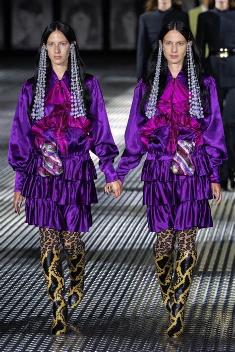 the vintage twin gucci|Gucci features identical twins on the runway at Milan Fashion Week .